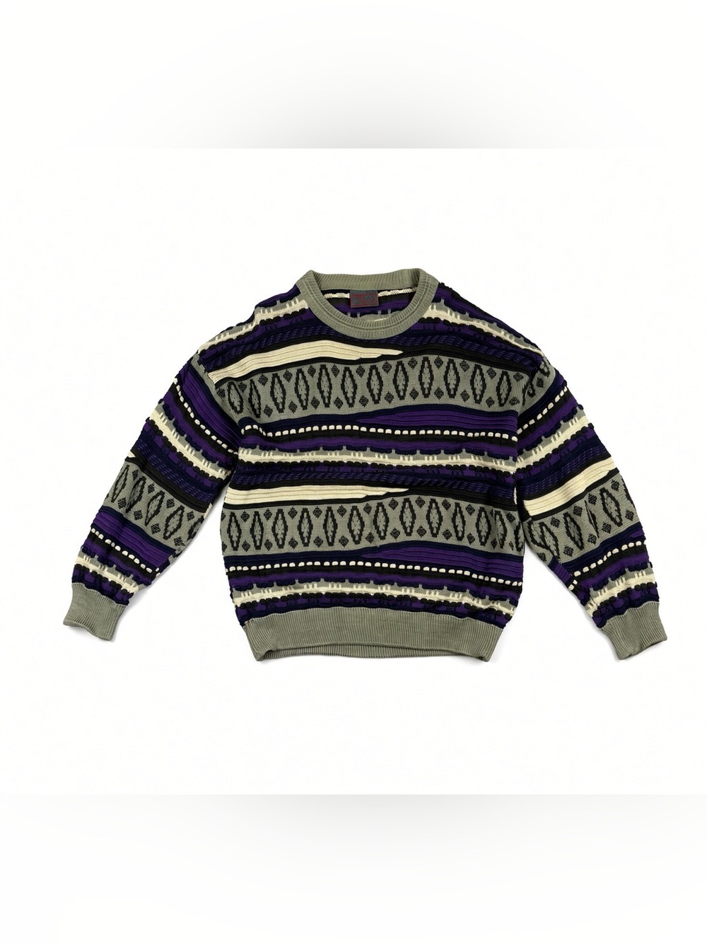 Vintage Carlo Alberto Australia Coogi Style Knit Sweater 3D Cotton L